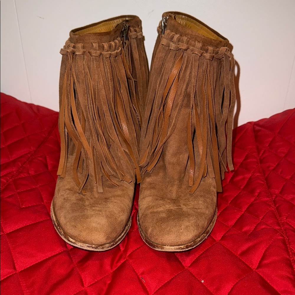 Polo Ralph Lauren Fringe Brown Ankle Boots (38) size 8.